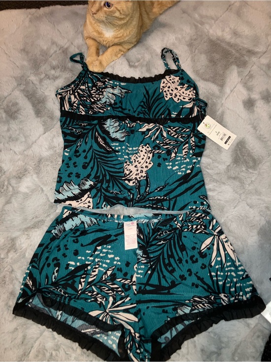 Other - Teal Floral Print Cami & Shorts Sleep Set